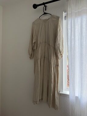 Boho Tiered Long Sleeve Maxi Dress - Cream